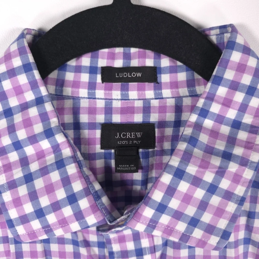 J.CREW 120’s 2 PLY LUDLOW Plaid Multi Long Sleeve Button Up Shirt Cotton LARGE‎